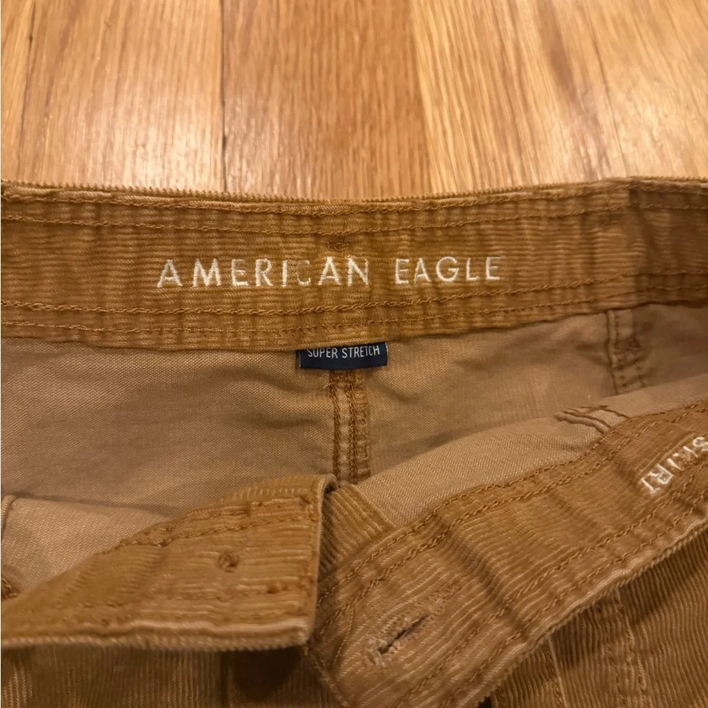 Button-Front Tan Corduroy Mini Skirt